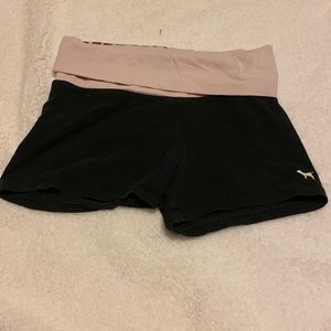 Victoria’s Secret pink yoga shorts with pink tropical waistband